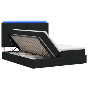 vidaXL LED-Speicherbett mit Matratze Schwarz 180 x 200 cm Stoff