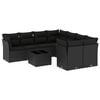 vidaXL 9-tlg. Garten-Sofagarnitur mit Kissen Schwarz Poly Rattan