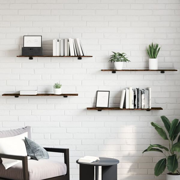 vidaXL Wandregale 4 Stk. R&auml;uchereiche 100x20x1,5 cm Holzwerkstoff