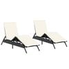 vidaXL Sonnenliegen mit Auflagen 2 Stk. Schwarz Poly Rattan