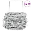 vidaXL Stacheldraht Silber 50 m Feuerverzinkt Stahl