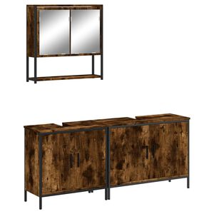 vidaXL 3-tlg. Badm&ouml;bel-Set R&auml;uchereiche Holzwerkstoff