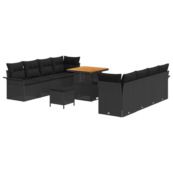 vidaXL Garten-Sofa-Set 11 pcs Schwarz Poly-Rattan