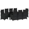vidaXL Garten Essgruppe mit Kissen 9 pcs Schwarz Poly-Rattan