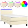 vidaXL Boxspringbett mit Matratze & LED Creme 100x200 cm Kunstleder