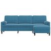 vidaXL 3-Sitzer-Sofa mit Hocker Blau 210 cm Samt