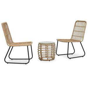 vidaXL 3-tlg. Bistro-Set Poly Rattan Eiche