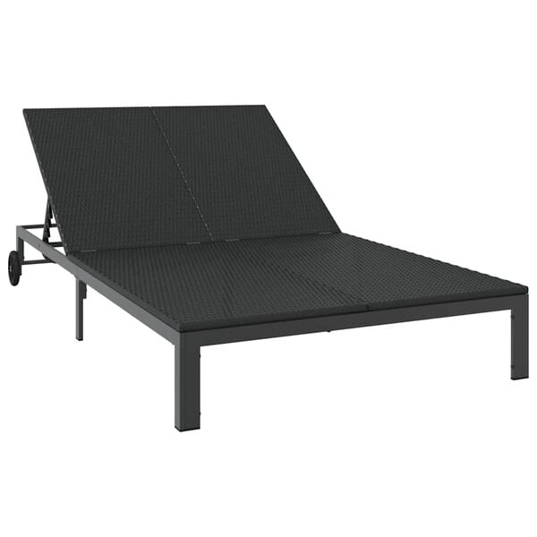 vidaXL Sonnenliege 1-Person Schwarz 206 x 62,5 x 74 cm Poly-Rattan