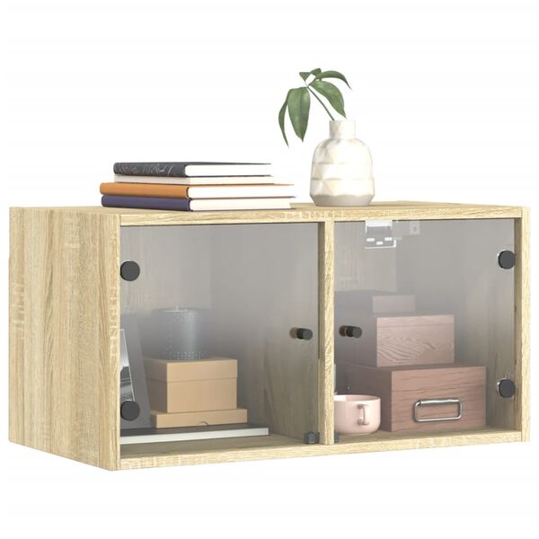 vidaXL Wandschrank mit Glast&uuml;ren Sonoma-Eiche 68,5x37x35 cm