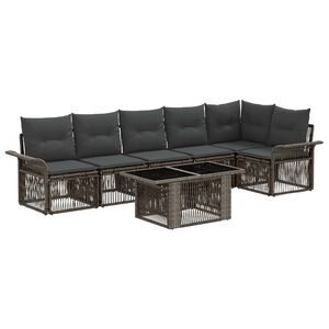 vidaXL Gartensofa-set 7 stk. Grau und Dunkelgrau Poly-Rattan