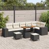 vidaXL Garten-Sofa-Set mit Kissen mit Speicher 9 pcs Schwarz und Creme