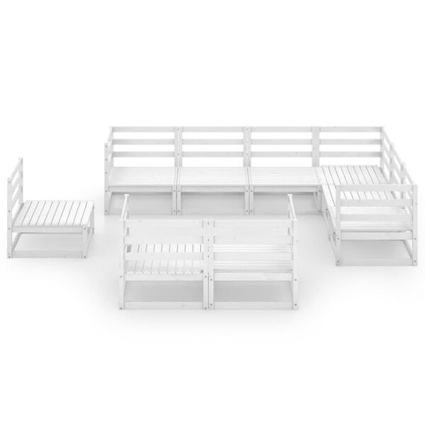 vidaXL 10-tlg. Garten-Lounge-Set Wei&szlig; Kiefer Massivholz