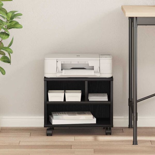 vidaXL Druckerst&auml;nder Schwarz Eichen-Optik 41 x 32 x 34,5 cm