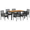 vidaXL Garten Essgruppe 7 stk. Schwarz Poly-Rattan