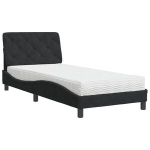 vidaXL Bett mit Matratze Schwarz 90x200 cm Samt