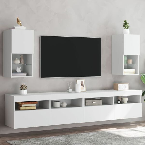 vidaXL TV-Schr&auml;nke mit LED-Leuchten 2 Stk. Wei&szlig; 30,5x30x60 cm