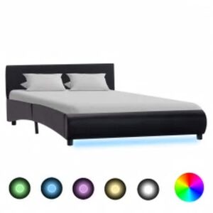 vidaXL Bettgestell mit LED Schwarz Kunstleder 140&times;200 cm