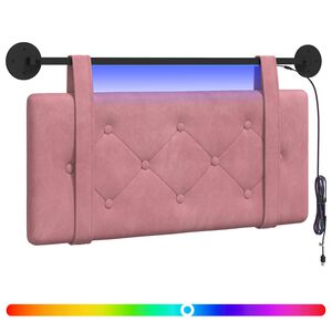 vidaXL H&auml;ngendes Kopfteil Mit LED Licht Rosa Samt
