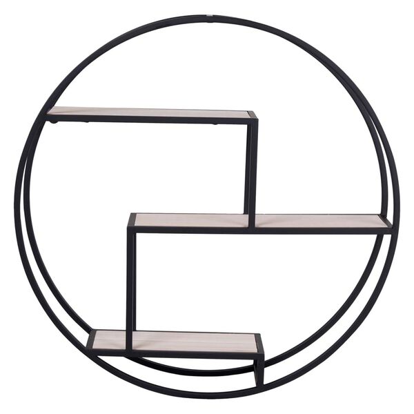 House Nordic Wandregal Isa Rund Schwarz und Natur