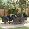 vidaXL Garten Essgruppe mit Kissen 7 pcs Grau Poly-Rattan