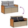 vidaXL Garten-Sofa-Set mit Kissen mit Speicher Beige Poly Rattan