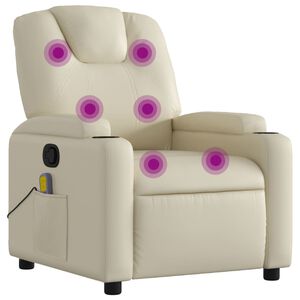 vidaXL Massagesessel mit Relaxfunktion, Kunstleder, Creme