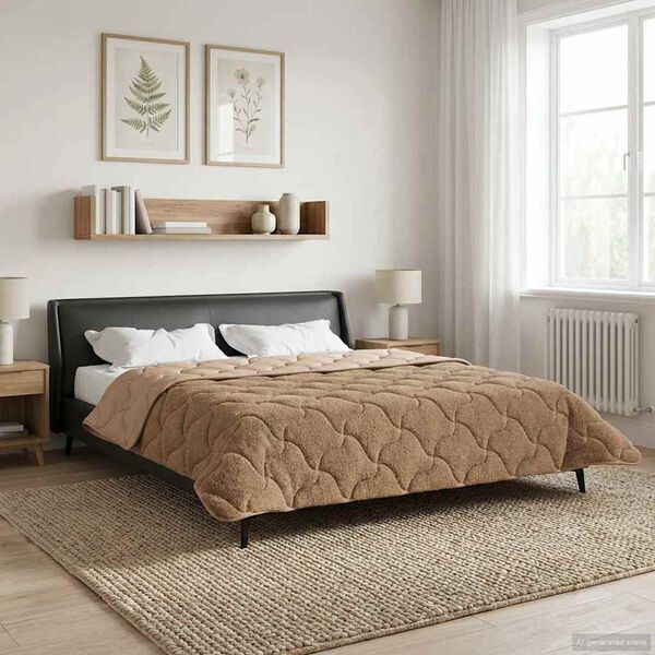 vidaXL Ganzjahresbettdecke Gepolstert Taupe 200 x 220 cm