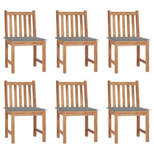 vidaXL Gartenst&uuml;hle 6 Stk. mit Kissen Massivholz Teak