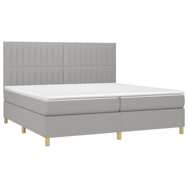 vidaXL Boxspringbett mit Matratze Hellgrau 200x200 cm Stoff