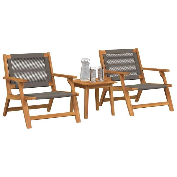 vidaXL Gartenst&uuml;hle mit Tisch 3 pcs Grau Massivholz Akazie