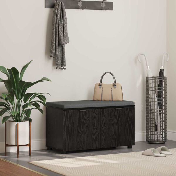 vidaXL Flurbank mit Kissen Schwarz Eichen-Optik 80 x 46 x 46 cm