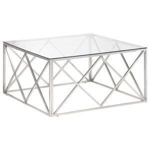 vidaXL Couchtisch Silbern Edelstahl und Hartglas