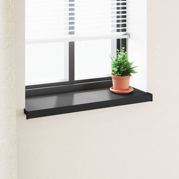 vidaXL Fensterbank Schwarz mit Holzmaserung 80 x 35 x 4,5 cm PVC
