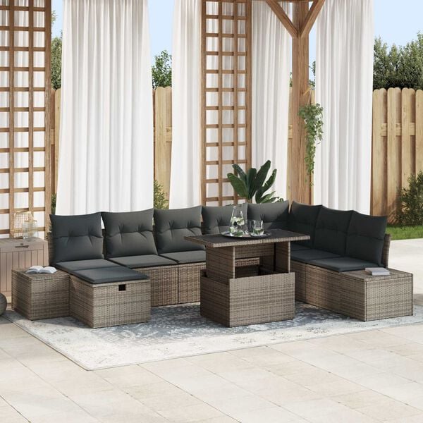 vidaXL Garten-Sofa-Set 11 pcs Grau Poly Rattan