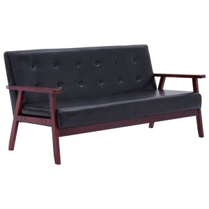 vidaXL Sofa 3-Sitzer Schwarz Kunstleder