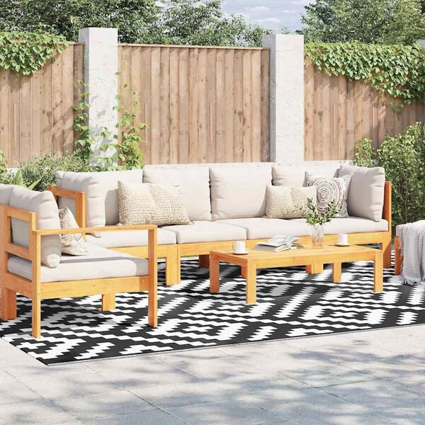 vidaXL Outdoor Teppich ARAKIL Weiß und Schwarz 300 x 400 cm PP