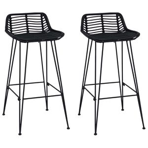 vidaXL Barhocker 2 St&uuml;ck Schwarz 44 x 46 x 91 cm Rattan und Stahl