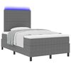 vidaXL LED Boxspringbett Hellgrau und Wei&szlig; 120 x 190 cm Cordstoff
