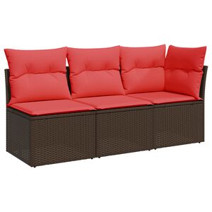 vidaXL | Garten-Sofa | mit Kissen Braun 172 x 62 x 69 cm Poly Rattan