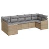 vidaXL 7-tlg. Garten-Sofagarnitur mit Kissen Beige Poly Rattan