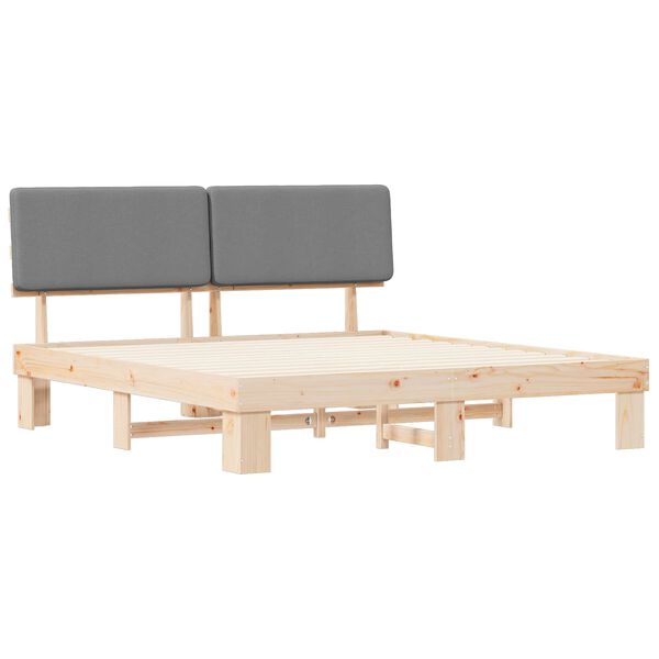 vidaXL Bettgestell mit gepolstertem Kopfteil Hellgrau 180 x 200 cm