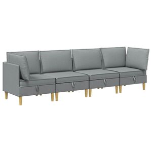 vidaXL Modular Sofa Set mit Stauraum 4 stk. Hellgrau Stoff