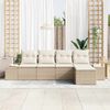vidaXL Garten-Sofa-Set mit Kissen 5 pcs Beige Poly-Rattan