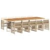 vidaXL 11-tlg. Garten-Essgruppe mit Kissen Beige Poly Rattan