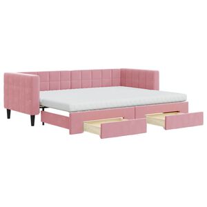 vidaXL Tagesbett Ausziehbar mit Schubladen Rosa 80x200 cm Samt