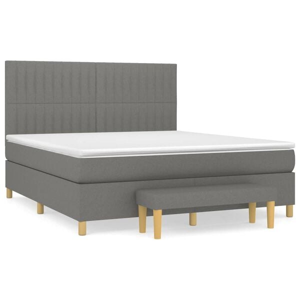 vidaXL Boxspringbett mit Matratze Dunkelgrau 160x200 cm Stoff