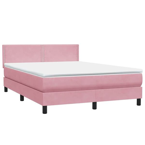 vidaXL Boxspringbett mit Matratze Rosa 160x210 cm Samt