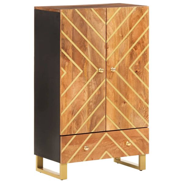 vidaXL Highboard Braun und Schwarz 60x33,5x100 cm Massivholz Mango