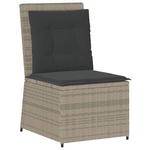 vidaXL Gartensessel mit Liegefunktion und Kissen Hellgrau Poly Rattan