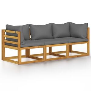 vidaXL 3-Sitzer-Gartensofa mit Auflage Akazie Massivholz